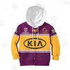 NRL Brisbane Broncos Custom Name Number 2020 Home Jersey Kids Zip Up Hoodie
