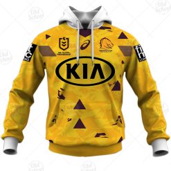 Alternative view of NRL Brisbane Broncos Custom Name Number 2021 Alternate Jersey Pullover Hoodie