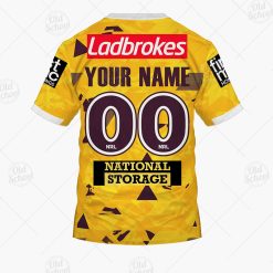 Alternative view of NRL Brisbane Broncos Custom Name Number 2021 Alternate Jersey T-Shirt