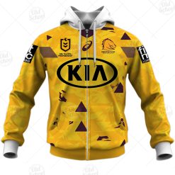 NRL Brisbane Broncos Custom Name Number 2021 Alternate Jersey Zip Up Hoodie