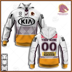 NRL Brisbane Broncos Custom Name Number 2021 Away Jersey Pullover Hoodie