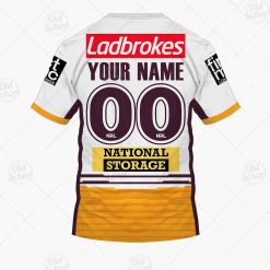 Alternative view of NRL Brisbane Broncos Custom Name Number 2021 Away Jersey T-Shirt