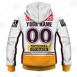 Alternative view of NRL Brisbane Broncos Custom Name Number 2021 Away Jersey Zip Up Hoodie