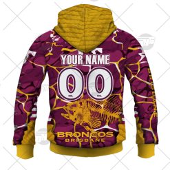 Alternative view of NRL Brisbane Broncos Custom Name Number 2021 Fishing Zip Up Hoodie
