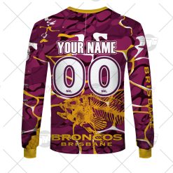 Alternative view of NRL Brisbane Broncos Custom Name Number 2021 Fishing Sweatshirt