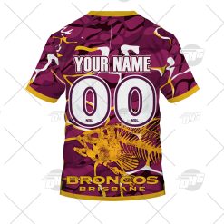 Alternative view of NRL Brisbane Broncos Custom Name Number 2021 Fishing T-Shirt