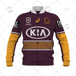 Alternative view of NRL Brisbane Broncos Custom Name Number 2021 Home Jersey Baseball Jacket