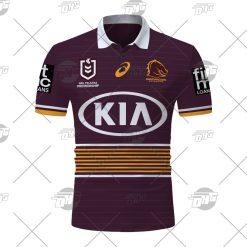 Alternative view of NRL Brisbane Broncos Custom Name Number 2021 Home Jersey Polo Shirt