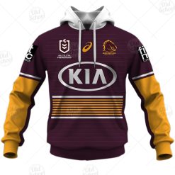 Alternative view of NRL Brisbane Broncos Custom Name Number 2021 Home Jersey Pullover Hoodie