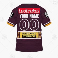 Alternative view of NRL Brisbane Broncos Custom Name Number 2021 Home Jersey T-Shirt