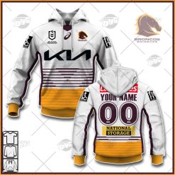 NRL Brisbane Broncos Custom Name Number 2022 Away Jersey Pullover Hoodie