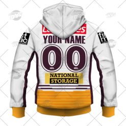 Alternative view of NRL Brisbane Broncos Custom Name Number 2022 Away Jersey Zip Up Hoodie