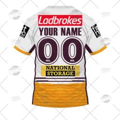 Alternative view of NRL Brisbane Broncos Custom Name Number 2022 Away Jersey T-Shirt