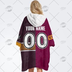 Alternative view of NRL Brisbane Broncos Custom Name Number 2022 Half Jersey Fleece Oodie