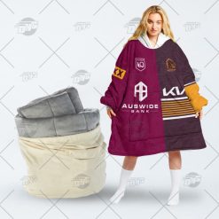 NRL Brisbane Broncos Custom Name Number 2022 Half Jersey Fleece Oodie