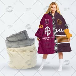 NRL Brisbane Broncos Custom Name Number 2022 Half Jersey Fleece Oodie V2