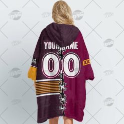 Alternative view of NRL Brisbane Broncos Custom Name Number 2022 Half Jersey Fleece Oodie V2