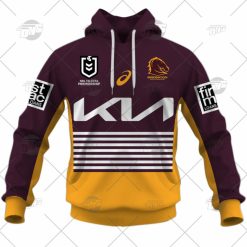 Alternative view of NRL Brisbane Broncos Custom Name Number 2022 Heritage Jersey Pullover Hoodie