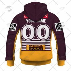 Alternative view of NRL Brisbane Broncos Custom Name Number 2022 Heritage Jersey Zip Up Hoodie