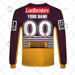 Alternative view of NRL Brisbane Broncos Custom Name Number 2022 Heritage Jersey Sweatshirt