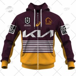 NRL Brisbane Broncos Custom Name Number 2022 Heritage Jersey Zip Up Hoodie