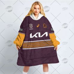 Alternative view of NRL Brisbane Broncos Custom Name Number 2022 Home Jersey Fleece Oodie