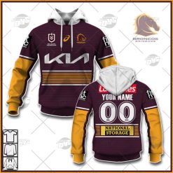 NRL Brisbane Broncos Custom Name Number 2022 Home Jersey Pullover Hoodie