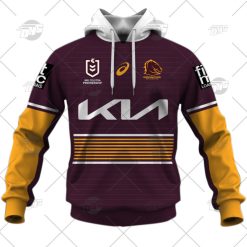 Alternative view of NRL Brisbane Broncos Custom Name Number 2022 Home Jersey Pullover Hoodie
