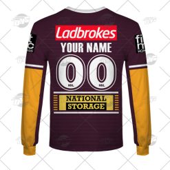 Alternative view of NRL Brisbane Broncos Custom Name Number 2022 Home Jersey Sweatshirt
