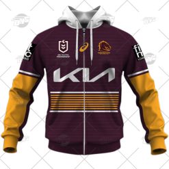 NRL Brisbane Broncos Custom Name Number 2022 Home Jersey Zip Up Hoodie
