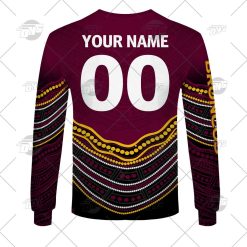 Alternative view of NRL Brisbane Broncos Custom Name Number 2022 Indigenous Fishing Jersey Sweatshirt