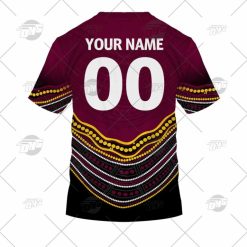 Alternative view of NRL Brisbane Broncos Custom Name Number 2022 Indigenous Fishing Jersey T-Shirt