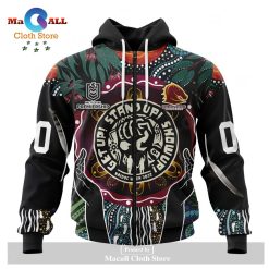 NRL Brisbane Broncos Custom Name Number 2022 NAIDOC Week Zip Up Hoodie V2