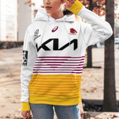 Alternative view of NRL Brisbane Broncos Custom Name Number 2023 Away Jersey Pullover Hoodie