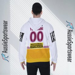 Alternative view of NRL Brisbane Broncos Custom Name Number 2023 Away Jersey Zip Up Hoodie