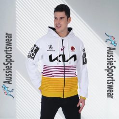 NRL Brisbane Broncos Custom Name Number 2023 Away Jersey Zip Up Hoodie
