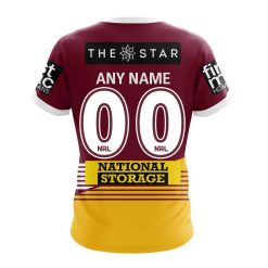 Alternative view of NRL Brisbane Broncos Custom Name Number 2023 Home Jersey T-Shirt