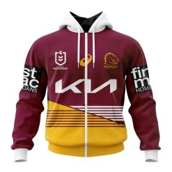 NRL Brisbane Broncos Custom Name Number 2023 Home Jersey Zip Up Hoodie