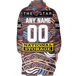 Alternative view of NRL Brisbane Broncos Custom Name Number 2023 Indigenous Jersey Fleece Oodie