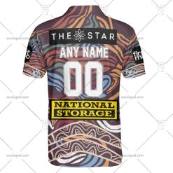 Alternative view of NRL Brisbane Broncos Custom Name Number 2023 Indigenous Jersey Polo Shirt