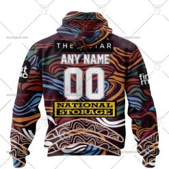 Alternative view of NRL Brisbane Broncos Custom Name Number 2023 Indigenous Jersey Pullover Hoodie
