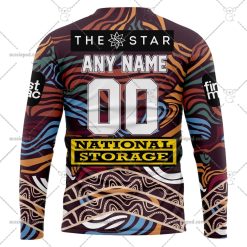 Alternative view of NRL Brisbane Broncos Custom Name Number 2023 Indigenous Jersey Sweatshirt