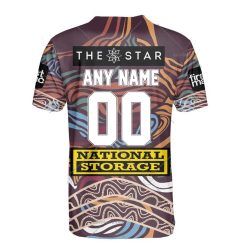 Alternative view of NRL Brisbane Broncos Custom Name Number 2023 Indigenous Jersey T-Shirt