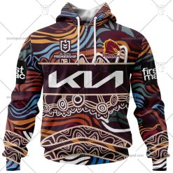 NRL Brisbane Broncos Custom Name Number 2023 Indigenous Jersey Zip Up Hoodie