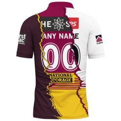 Alternative view of NRL Brisbane Broncos Custom Name Number 2023 Mix Jersey Polo Shirt V2