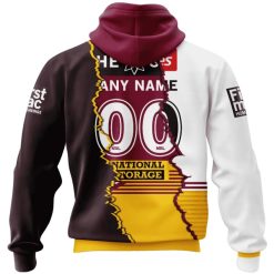 Alternative view of NRL Brisbane Broncos Custom Name Number 2023 Mix Jersey Pullover Hoodie V2