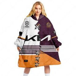 NRL Brisbane Broncos Custom Name Number 2023 Mix Jersey V3 Fleece Oodie