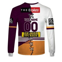 Alternative view of NRL Brisbane Broncos Custom Name Number 2023 Mix Jersey V3 Sweatshirt