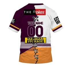 Alternative view of NRL Brisbane Broncos Custom Name Number 2023 Mix Jersey V3 T-Shirt