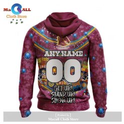 Alternative view of NRL Brisbane Broncos Custom Name Number 2023 NAIDOC Week Zip Up Hoodie